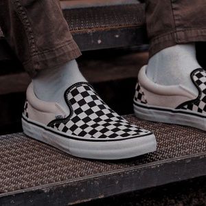 VANS Authentic Canvas Skate Shoes Black and White Checkered Men's 10